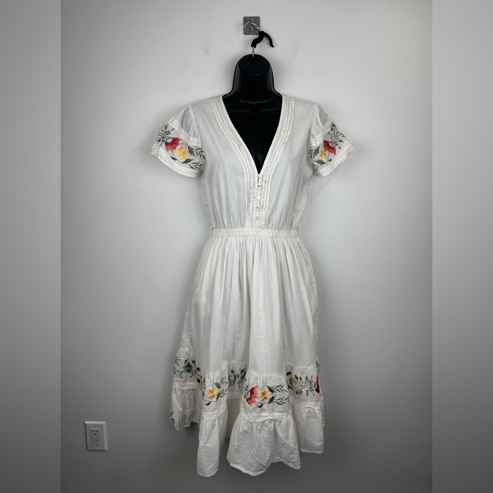 Cleobella Women White Embroidered Midi Dress Size XS